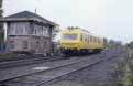 NMBS EM130 measure DMU as train 16060 (Hamont - Turnhout) on arrival at Neerpelt, nov 2001