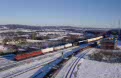 DB 225 020 + 225 015 + freight 44207 (Somain, France - Kln Gremberg, Germany) crosses DB 241 801 + freight 45274 (Hagen, Germany - Antwerpen Noord) at Montzen (B), January 2002