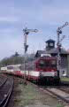 CD 842 005 + 2 x 020 + 1 x 830 as international passenger train from Zittau (BRD) to Varnsdorf (CZ) at Zittau (BRD) on 9 May 2002