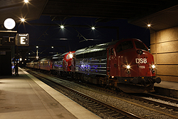DSB Jernbanemuseet MY 1159 + DSB Jernbanemuseet MY 1135 arrive at Odense (DK) with a special passenger train from Fredericia (DK) on 6 September 2014.