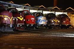 From left to right: CFL Cargo MY 1146, JBM MY 1101, JBM MY 1112, MY Veterantog MY 1126, JBM MX 1001, Altmark Rail MY 1155 at Odense (DK) on 6 September 2014.
