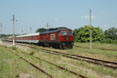 BDZ 07.124 + 4 ZSSK coaches + 6 car carriers as Optima train  from Villach (A) to Edirne (TK) at Simeonovgrad (BG), 29 June 2005.